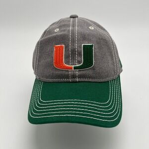 Adidas‎ Miami Hurricanes Youth Hat Cap Gray Green Orange Embroidered